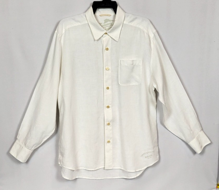 Tommy Bahama Men’s XL Off White Linen Long Sleeve Classic Machine Washable Shirt