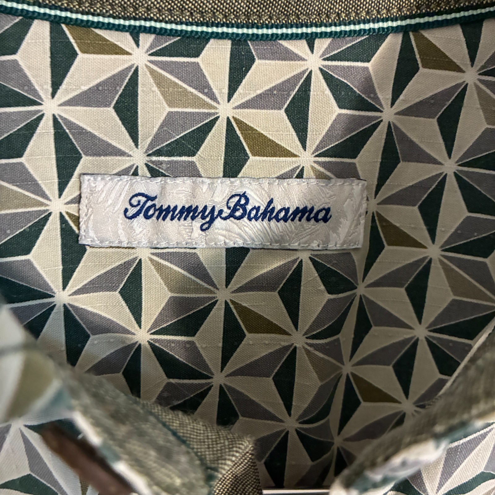 Tommy Bahama Island Zone Silk Blend Shirt Mens S Geometric Travel Resort Camp