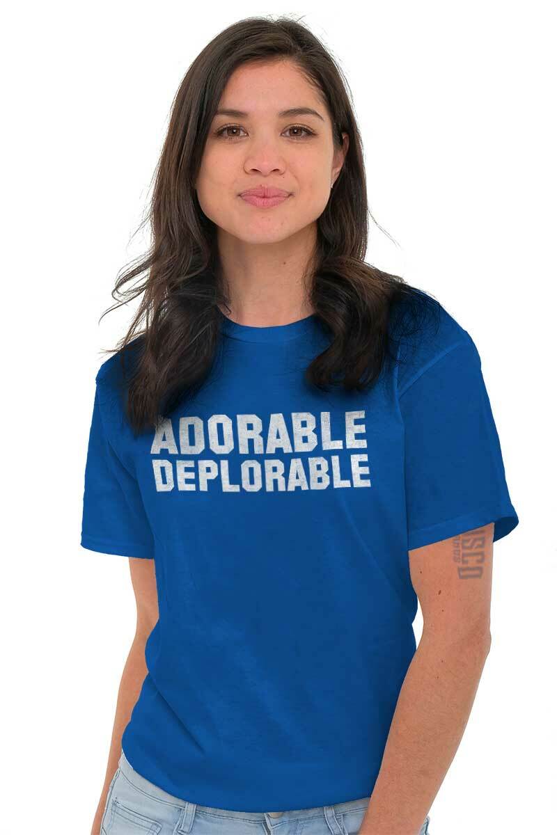 Adorable Deplorable Funny Sarcastic Political Adult Short Sleeve Crewneck Tee