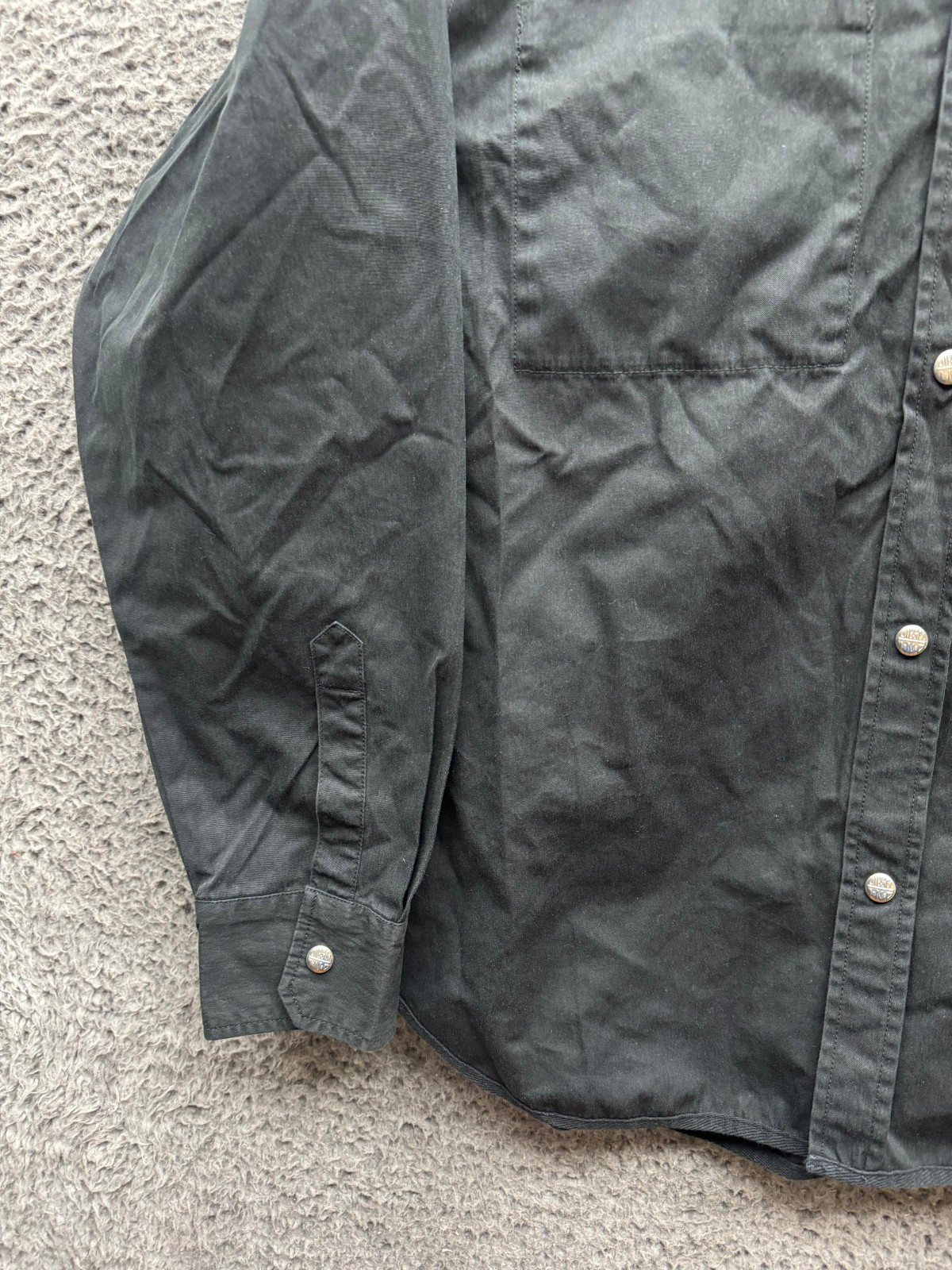 Diesel Cotton Canvas Button-Down Long Sleeve Utility Shirt Black Mens Size L