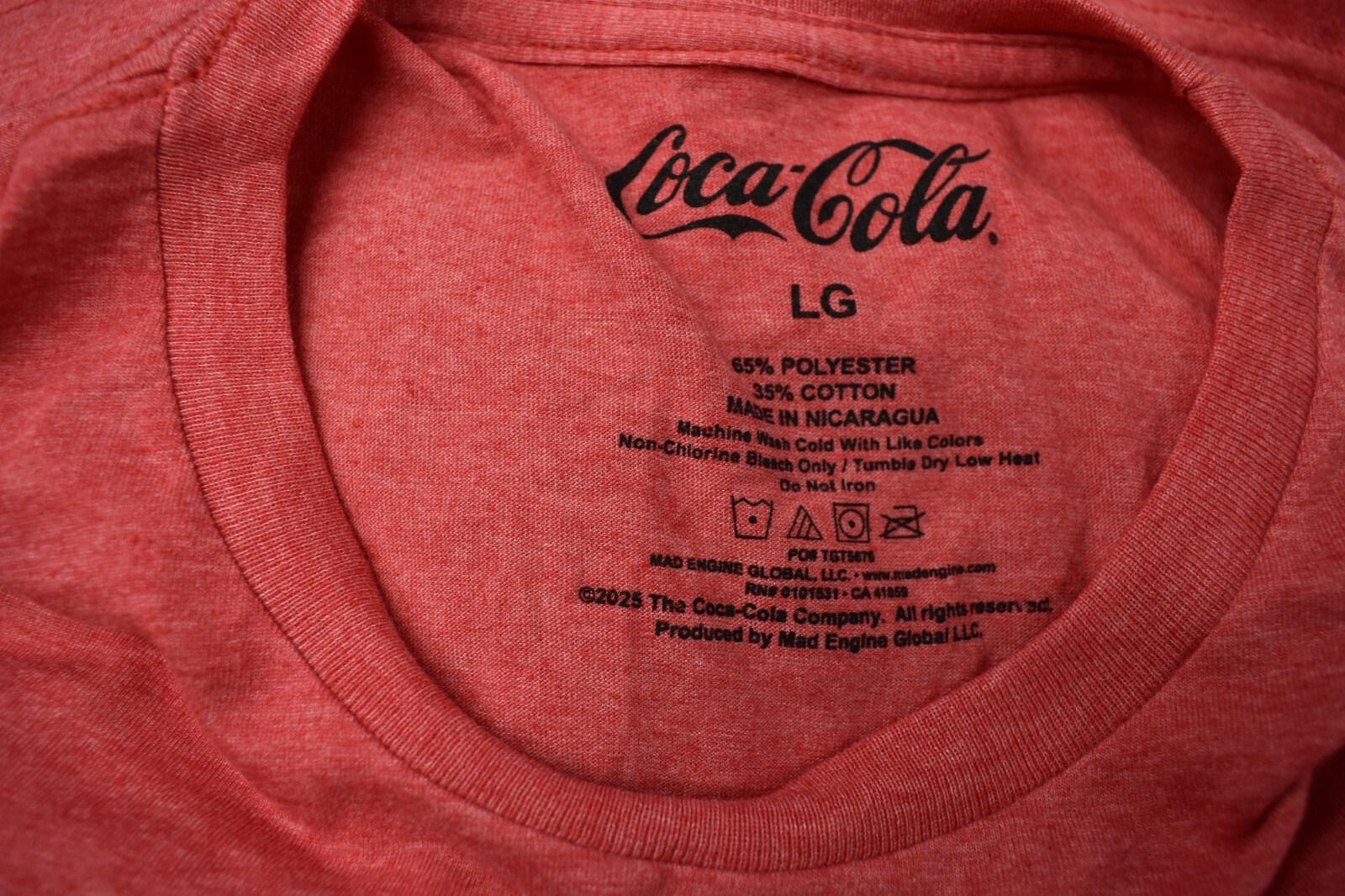 Coca Cola Mens Enjoy Coke Distressed Print Red Heather Shirt New Large