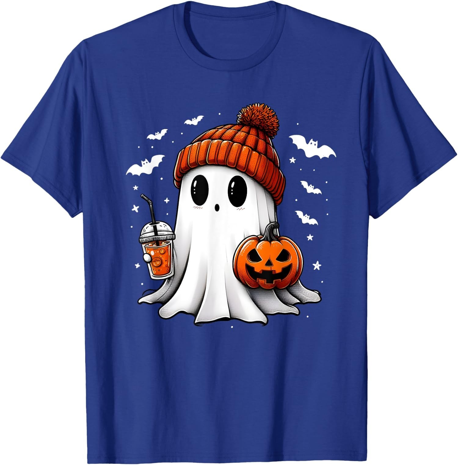 Halloween Cute Ghost Pumpkin Cat Shirt, Cute Ghost Shirt, Retro Ghost Tee Size M