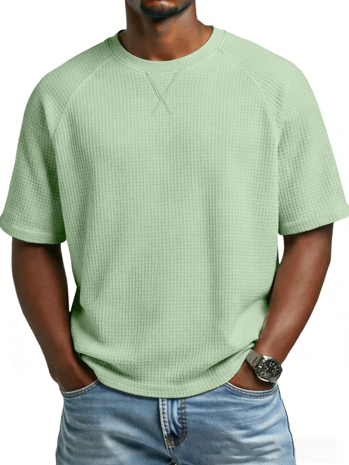 Spring Summer Knit Raglan Crew Neck Tee