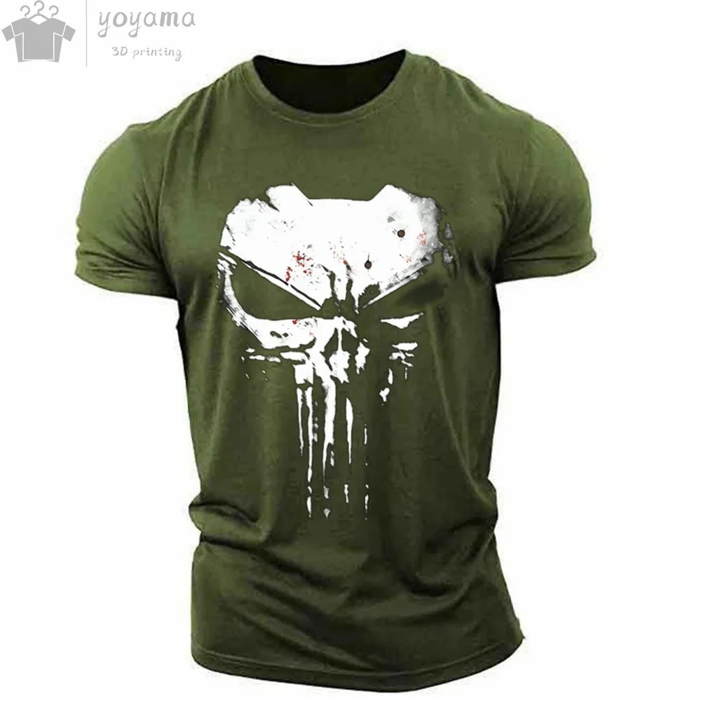 The Punisher T-Shirt Mens 3D Print Tee Military Patriotic Skull Streetwear Shirt