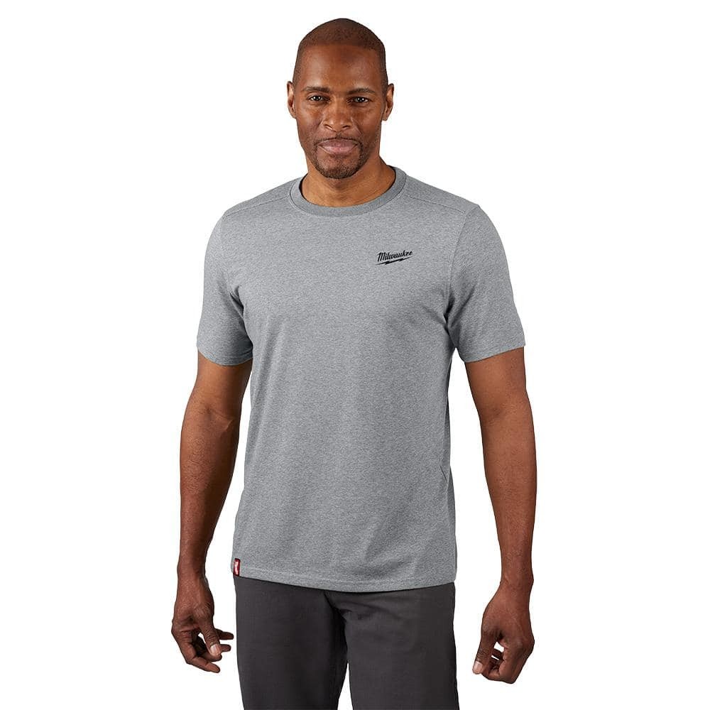 Milwaukee Men’s X-Large Gray Cotton/Polyester Short-Sleeve Hybrid Work T-Shirt
