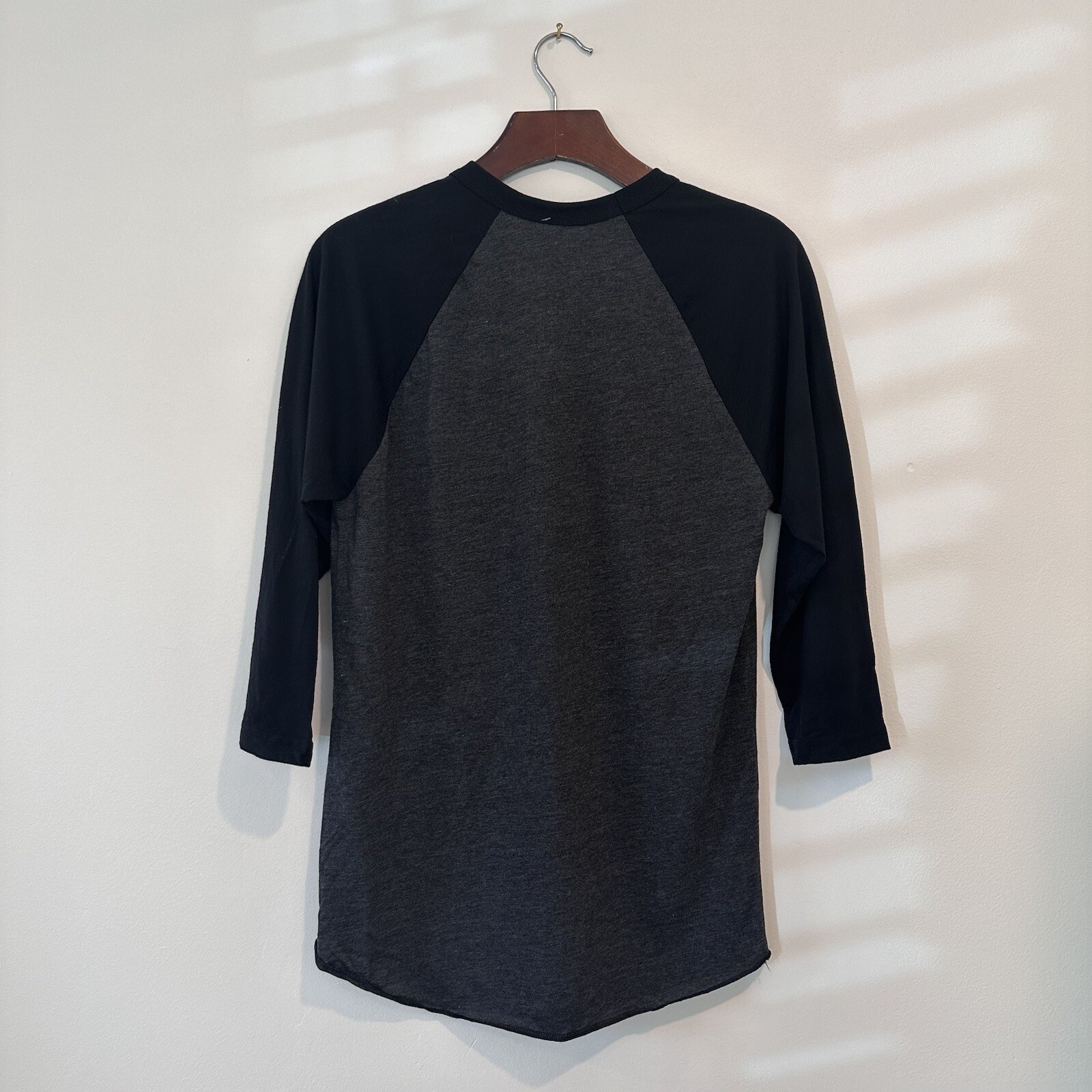 American Apparel Baseball Raglan – 3/4 Sleeves | Black & Charcoal | Unisex XL