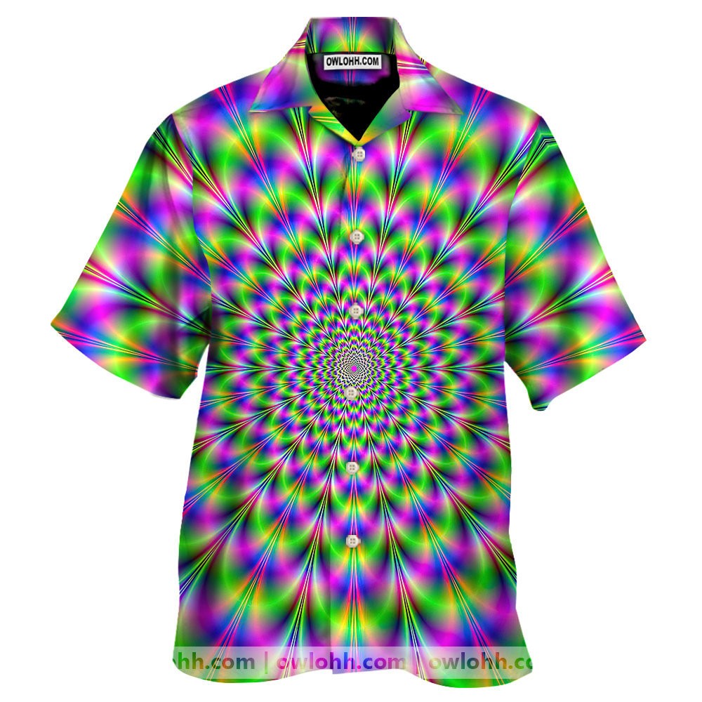 Neon Psychedelic Optical Illusion Men8217s Short Sleeve Unisex Hawaiian Shirt