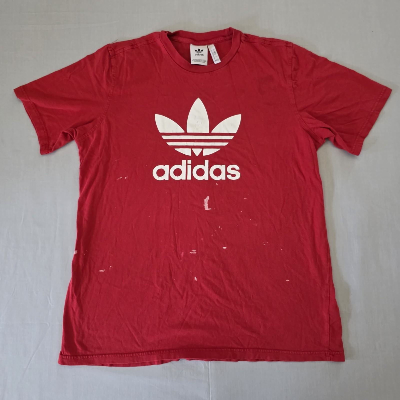 Adidas Originals Mens Large Red Trefoil Logo Graphic Short Sleeve T-Shirt Tee