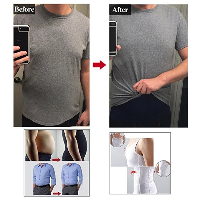 Men Slimming Body Shaper Shirt Belly Tummy Control Vest Compression Tank Top Gym