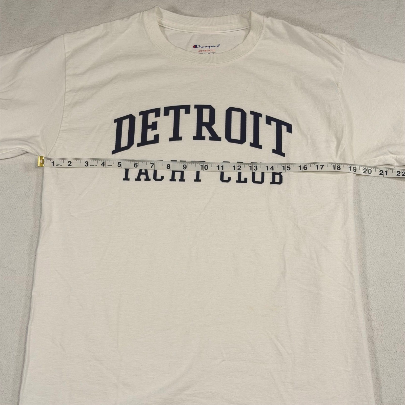 Champion Detroit Yacht Club Graphic T-Shirt White Cotton Mens M T425 WH Nautical