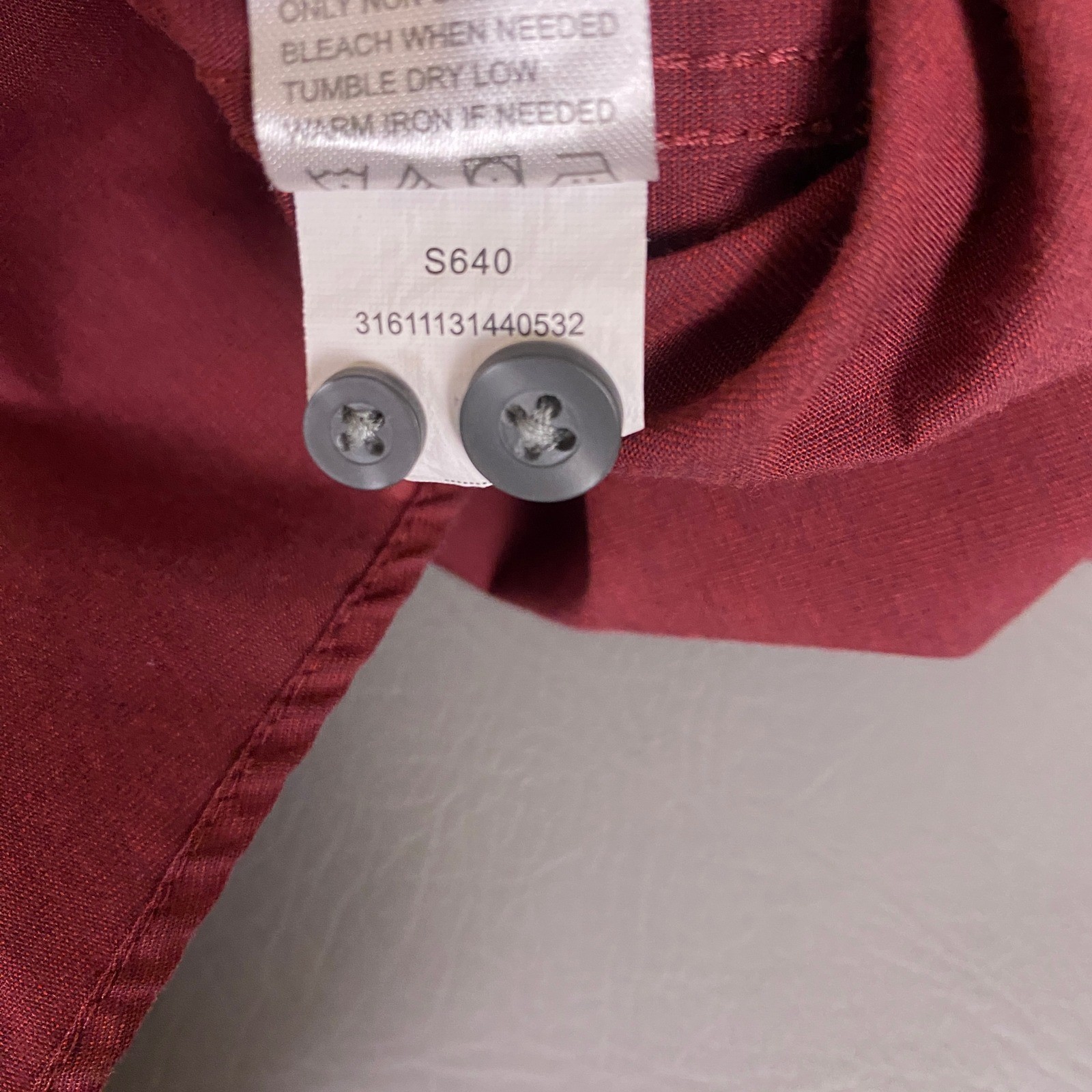 Port Authority Shirt Button Down Men’s 2XL Burgundy Red Long Sleeve Cotton