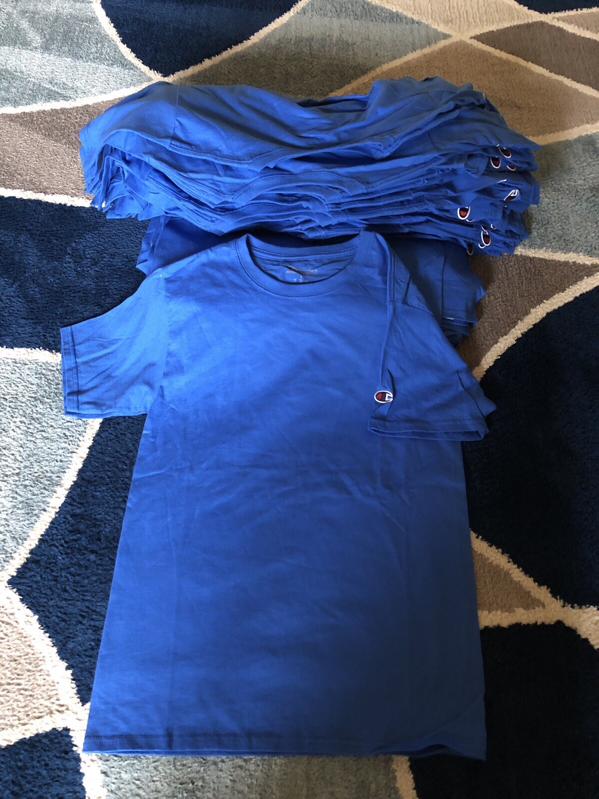 Bulk Lot Of 36 New Champion 100% Cotton T-Shirt T425 Royal Blue Tagless SMALL