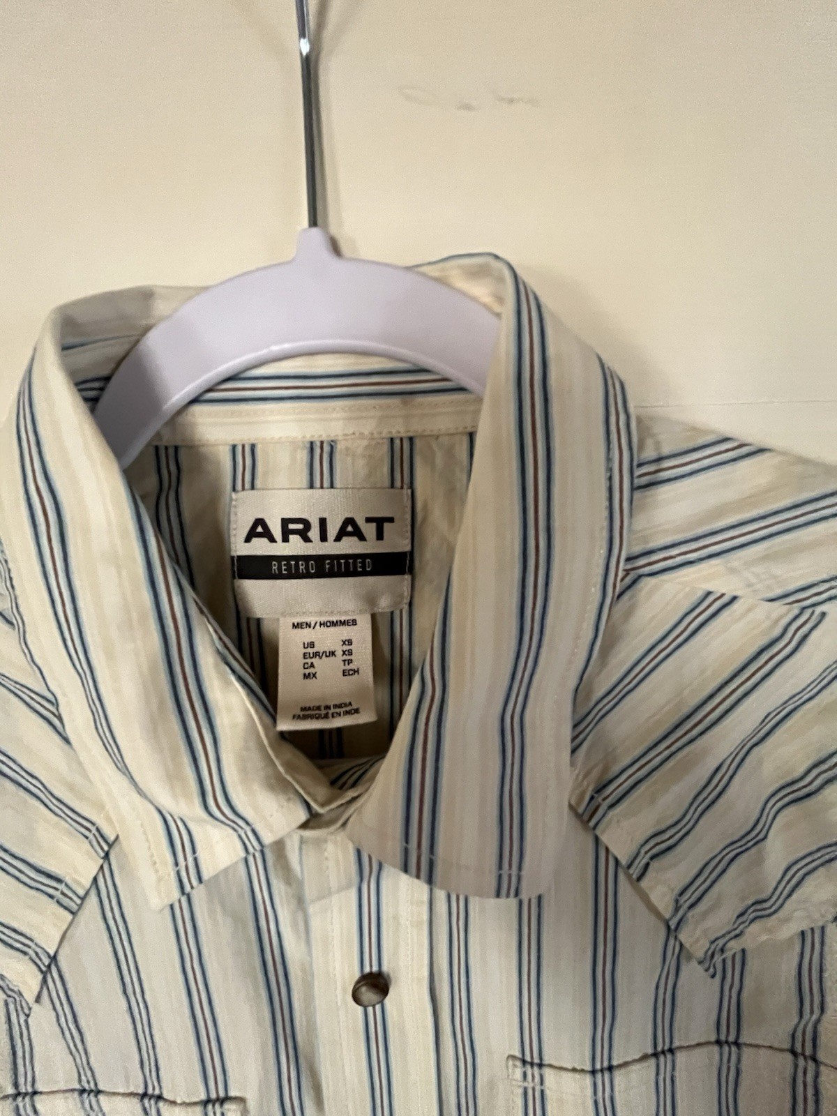 Ariat , Denim, Van, Retro Fitted Men’s XS, S Cotton Dress Shirt Snap Pockets