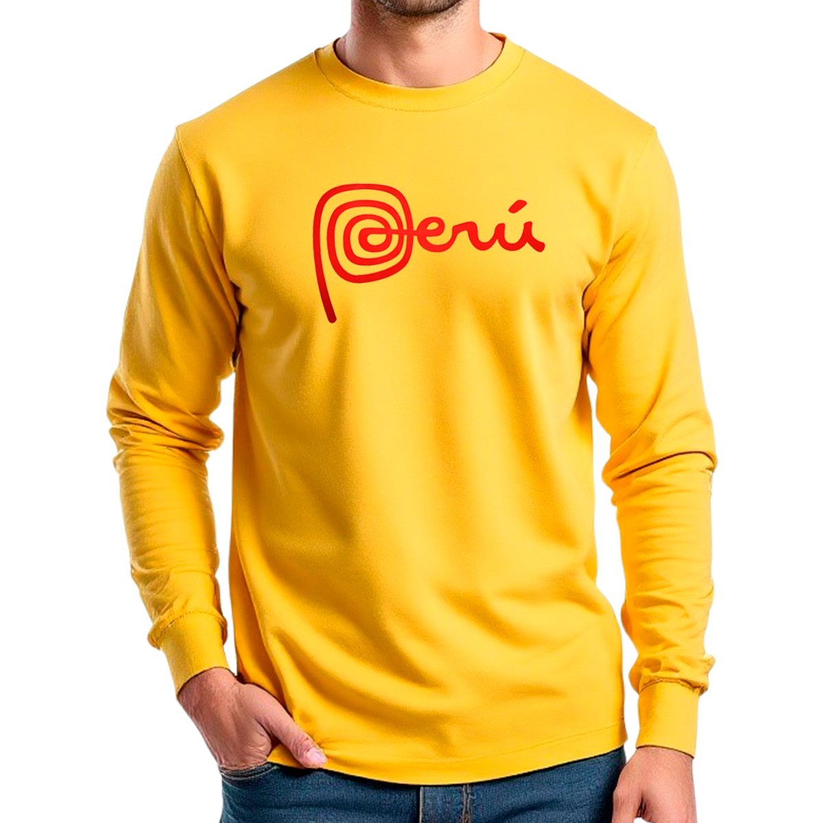 New Marca Peru Peruvian Patriotic Men’s Long Sleeve T-Shirt