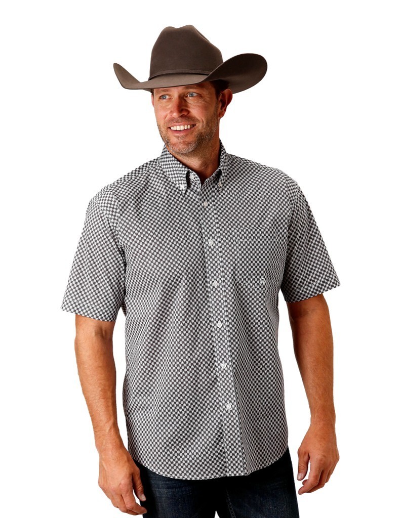 Roper Western Shirt Men S/S Diamond Star Geo Print 03-002-0326-2021 GY