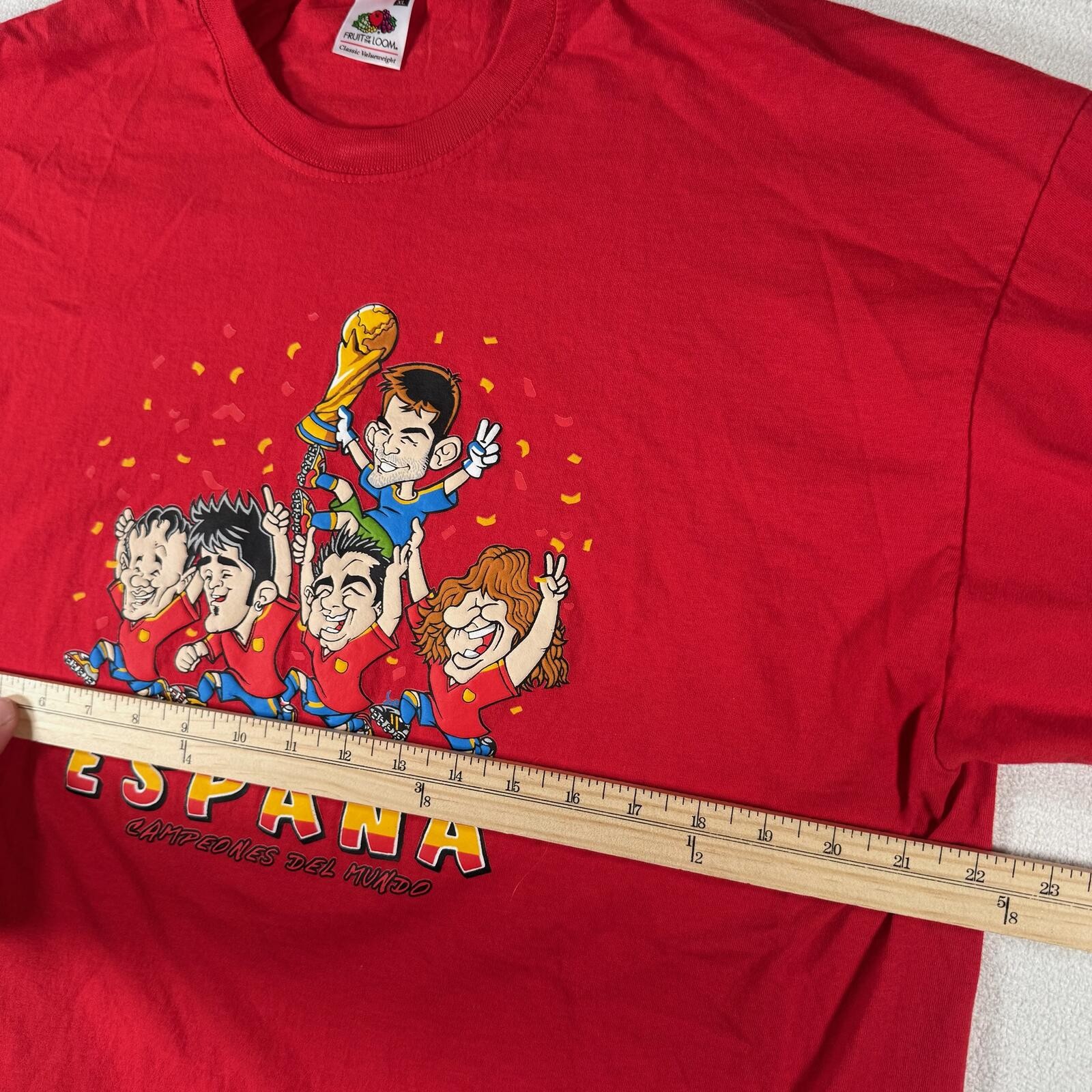 2010 FIFA World Champions Espana Spain Caricature Red Shirt