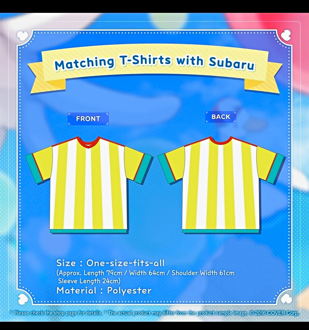 Hololive Oozora Subaru Birthday Celebration 2024 Striped V-Neck Tee One Size