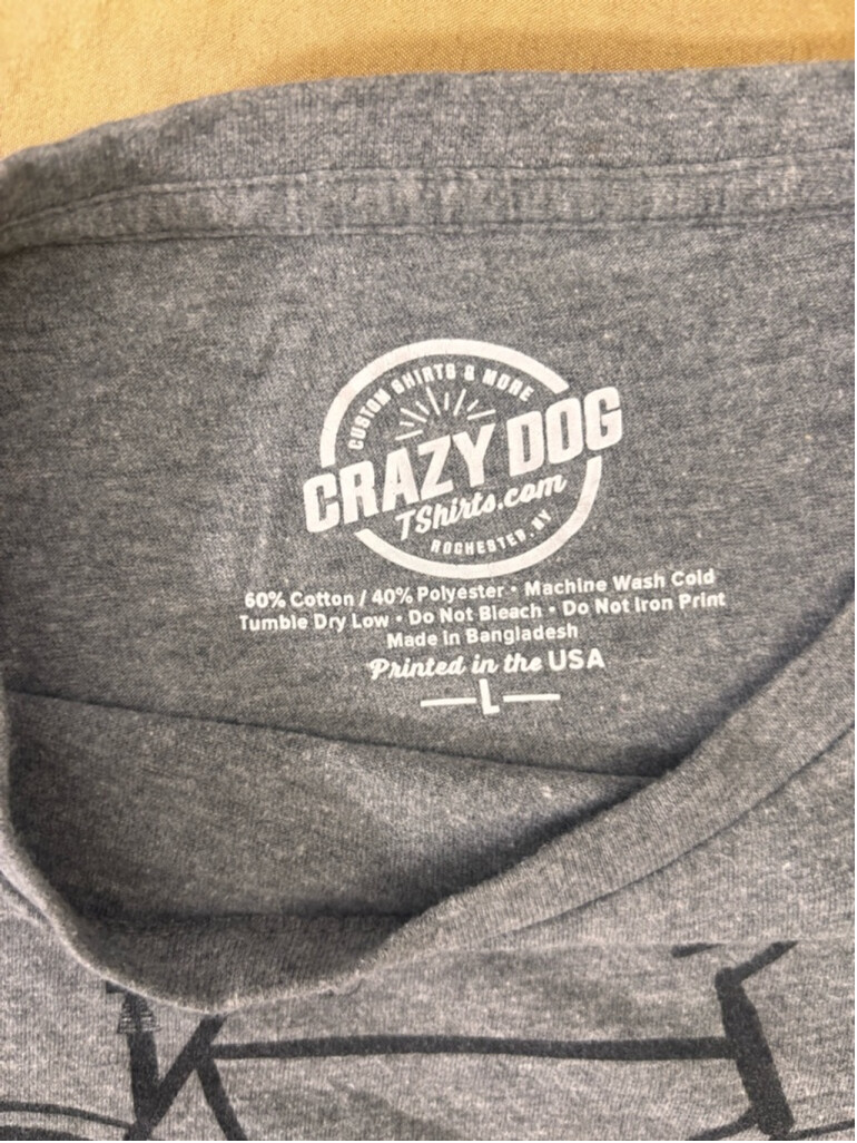 Crazy Dog T-shirts Tee L Men’s Gray Cycologist Bicycle Graphic