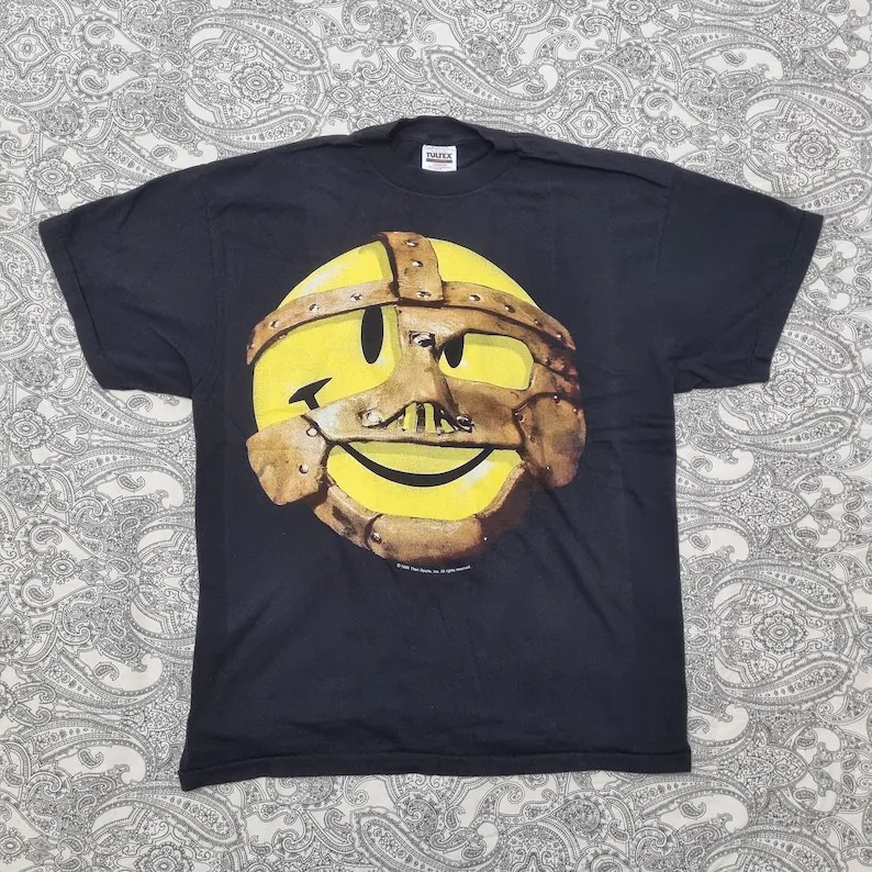 Vintage 1996 WWF T Shirt Mankind Smiley Face Mask WWE