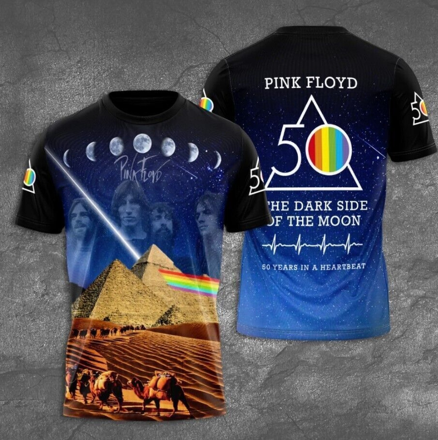 Rare Unisex 3D Pink Floyd Rock Band Music Shirt Short Sleeve Unisex 3D All Over
