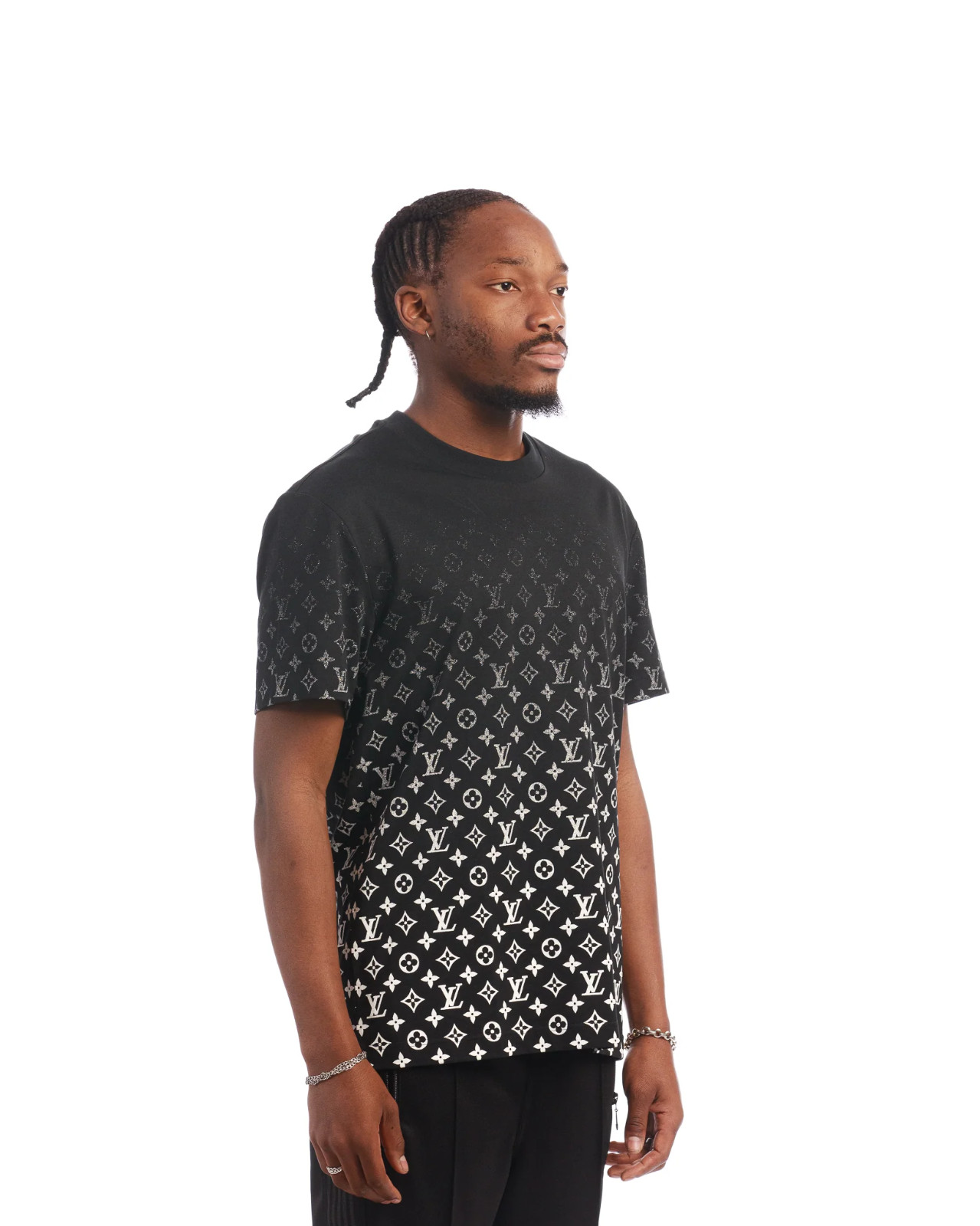 Louis Vuitton LV Monogram Pattern Gradient Cotton Crewneck T-Shirt Black Size L