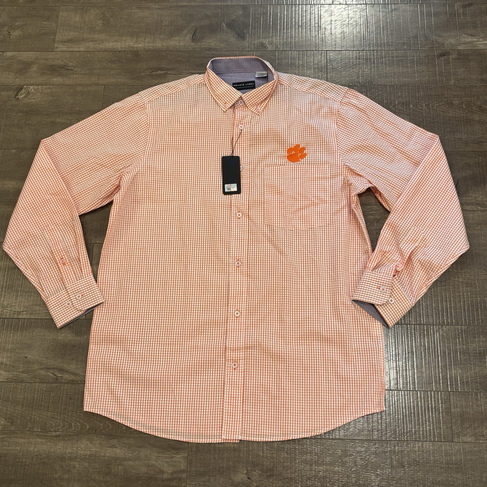 Men’s Orange Long Sleeve Button Down Shirt Private Label New Size Medium G6