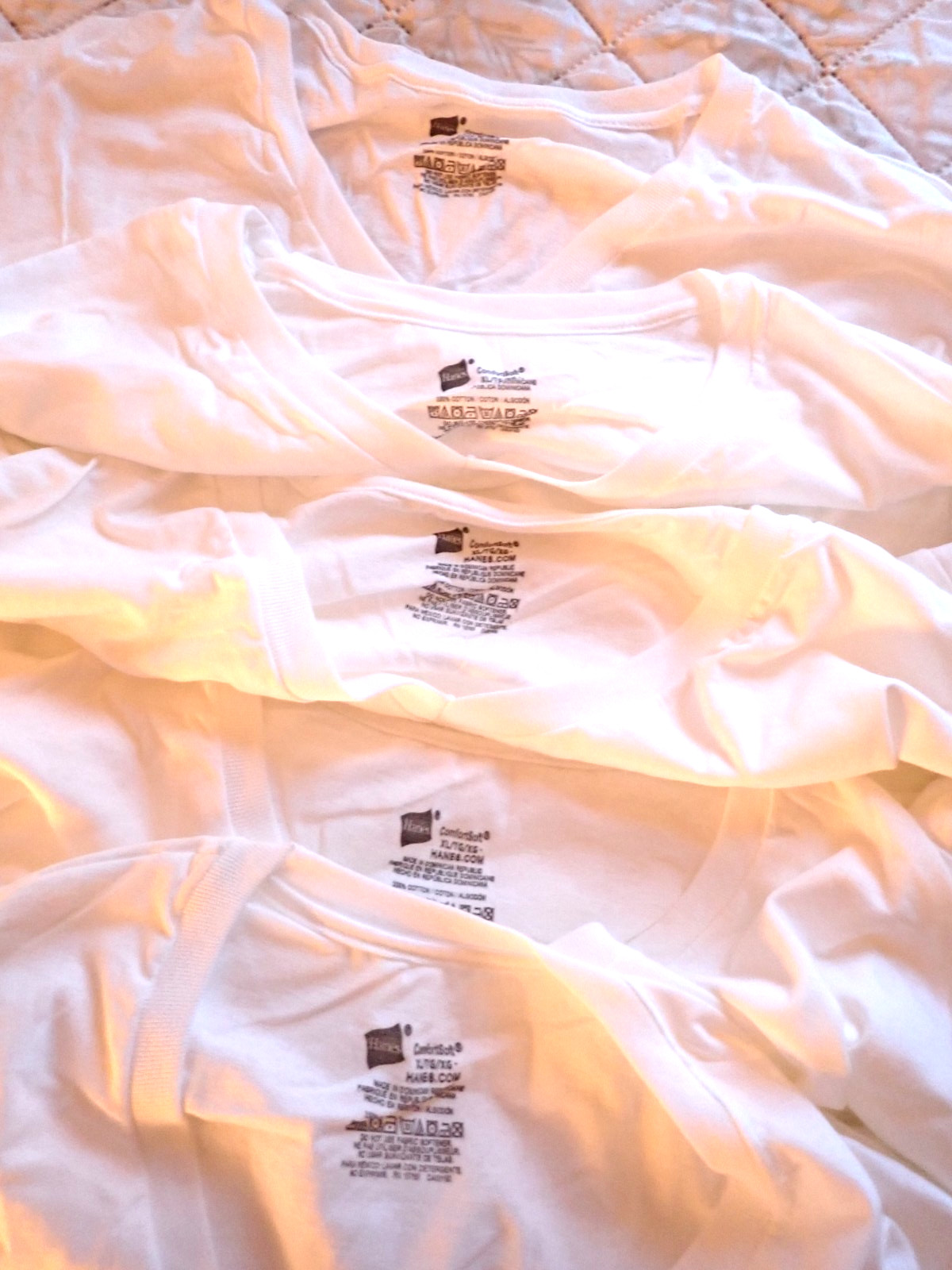 Lot 5 Hanes Men’s Undershirts Pack ComfortSoft V-Neck Cotton XL T-Shirts White