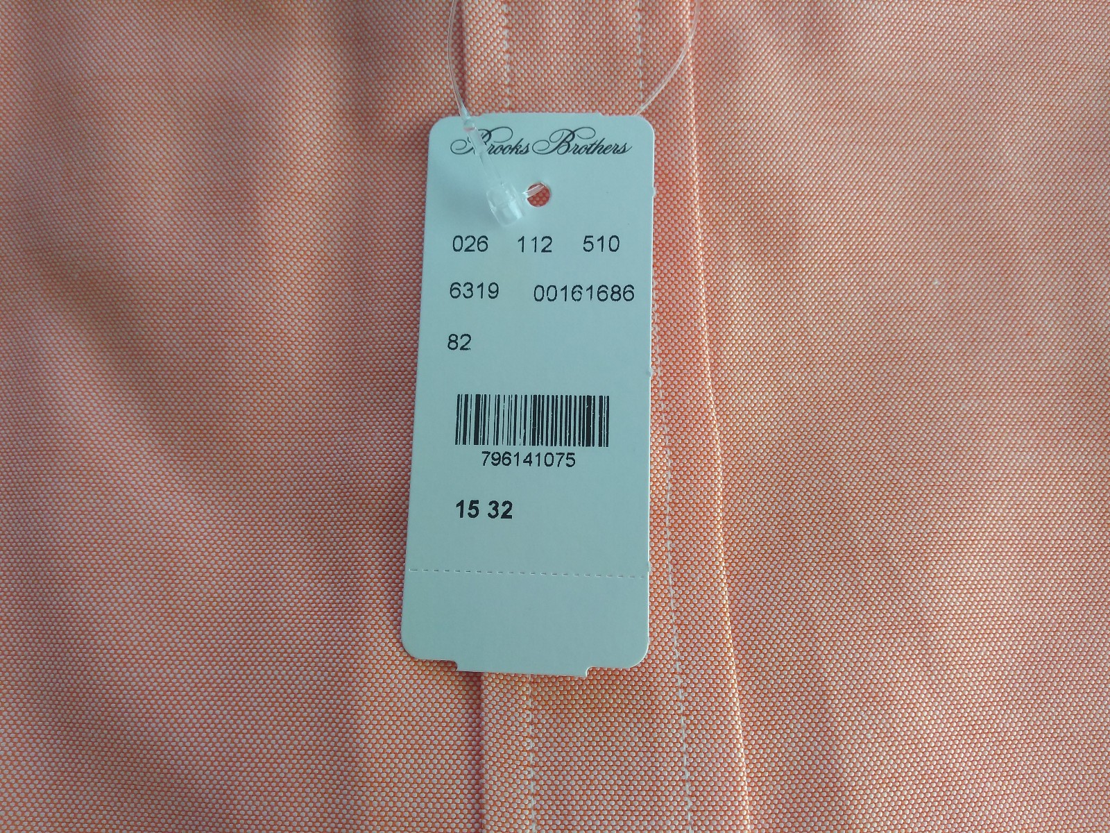 NWT Brooks Brothers Pastel Orange Supima Button Down 15-32 Regent MSRP $140