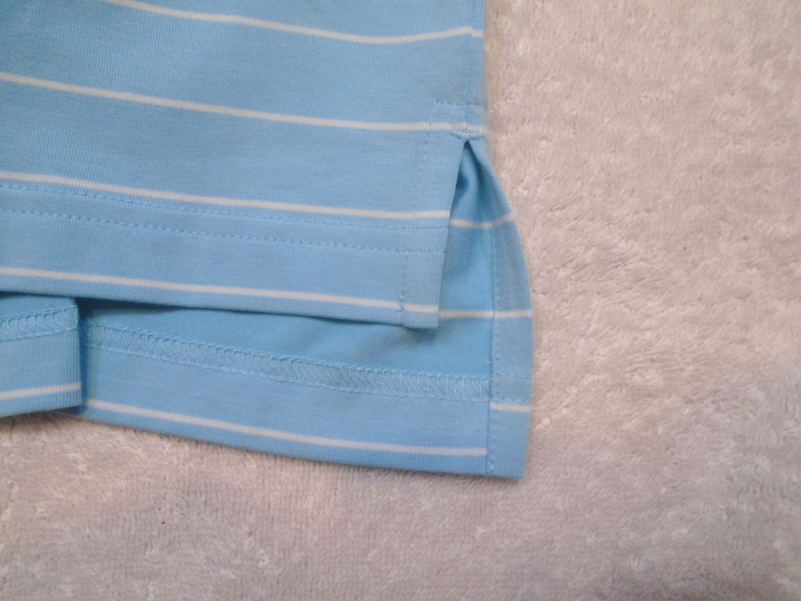 Dunning Golf Performance Fabric Light Blue Striped Polo Golf Shirt NWT XL $89