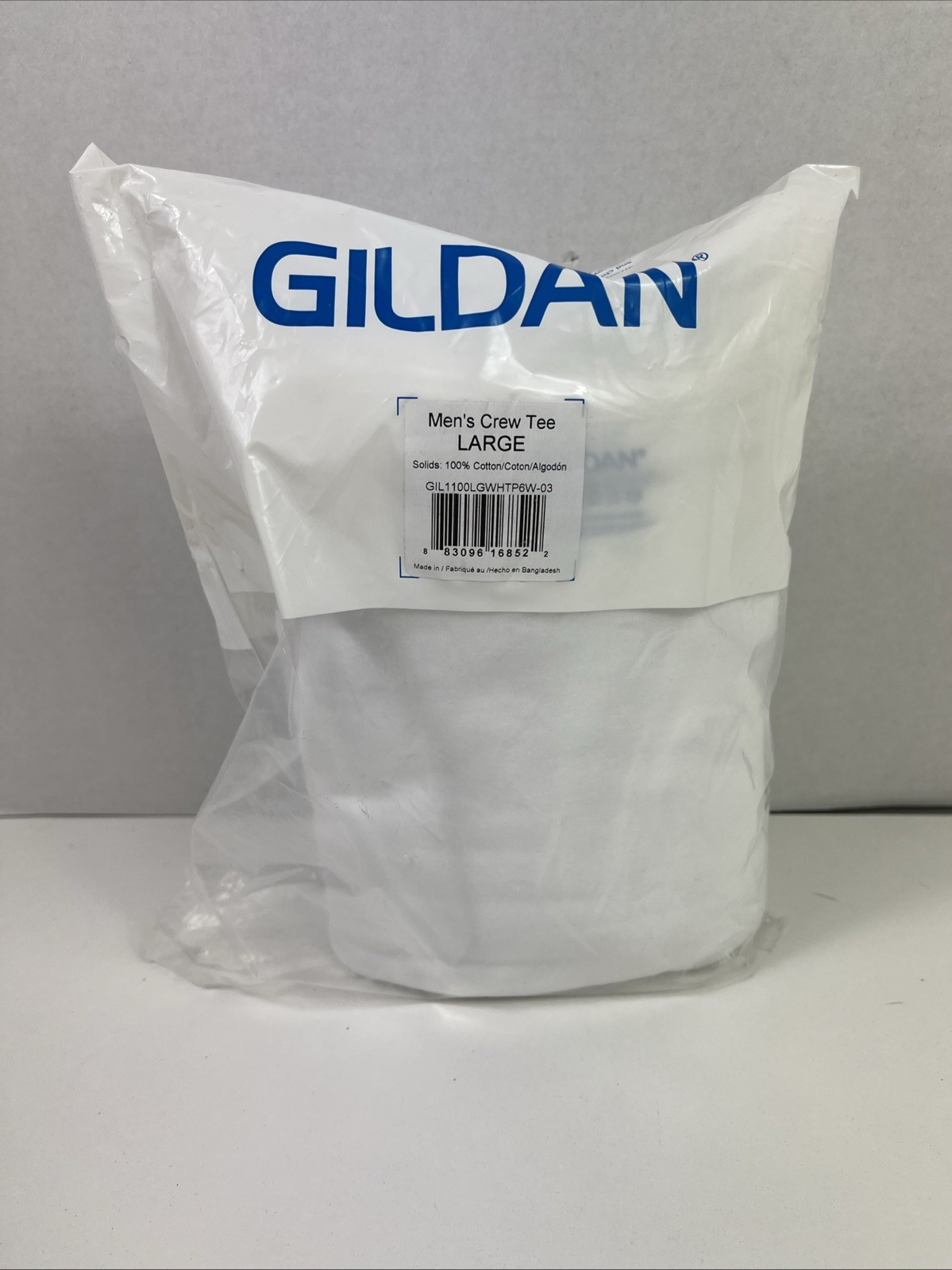 Gildan Mens Golden Crew T-Shirts Style G1100 White 6 Pack Large NEW