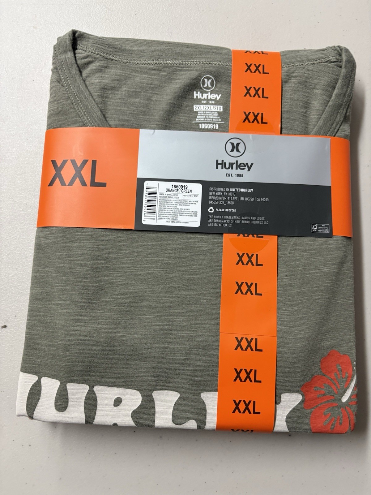 Hurley Men’s Graphic Tee, 2-pack – GREEN/ORANGE Or Blue/ Dark Blue You Pick Size