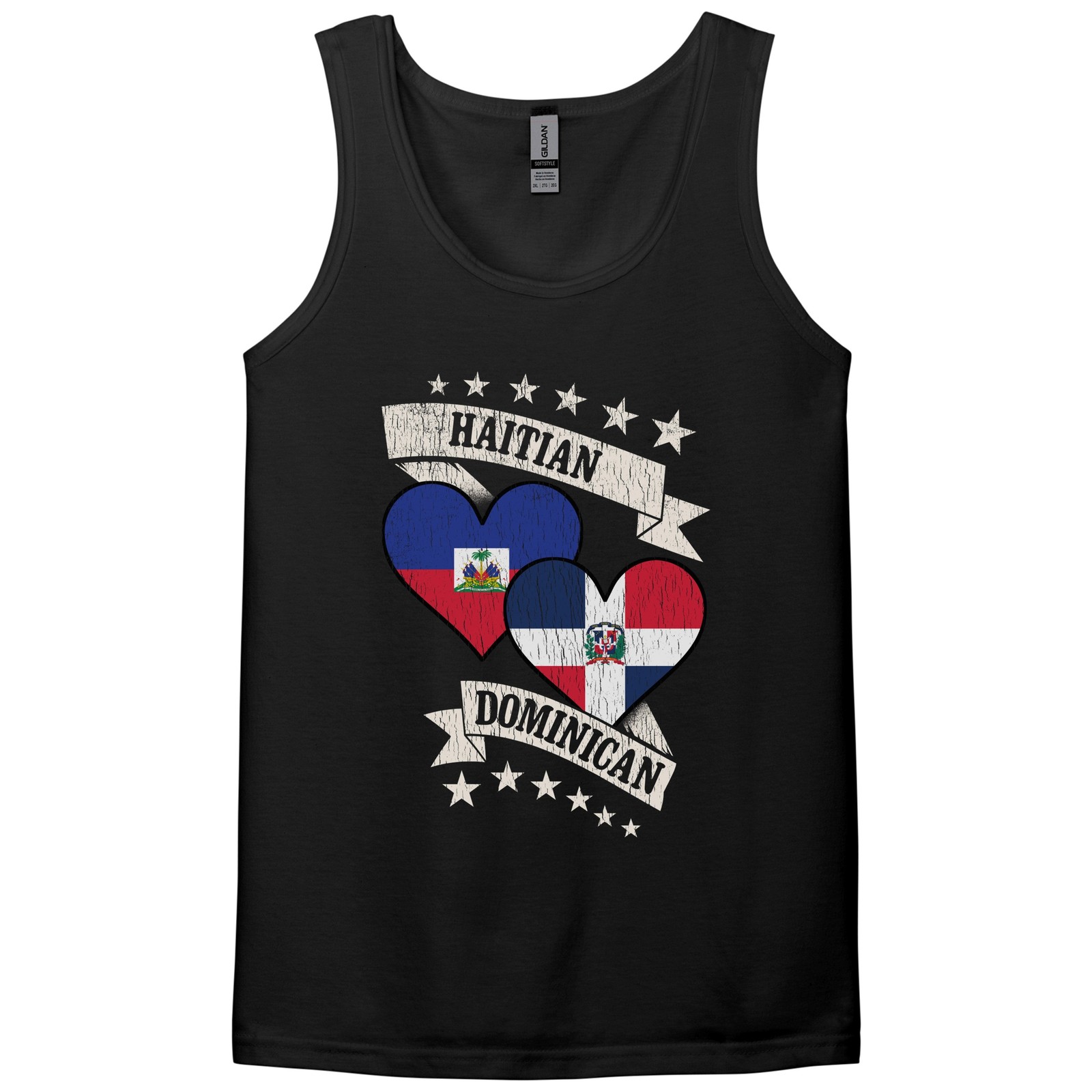 Haitian Dominican Heart Flags Haiti Dominican Republic Tank Top