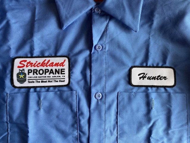 STRICKLAND PROPANE +YOUR CUSTOM NAME Work SHIRT Halloween costume king hill