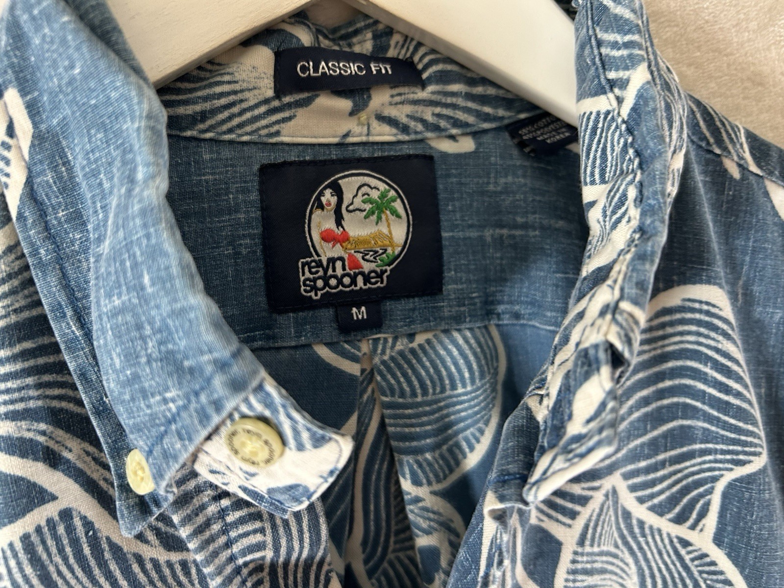 Vintage Reyn Spooner Hawaiian Aloha Shirt, Blue Hibiscus Medium 80’s Free Ship