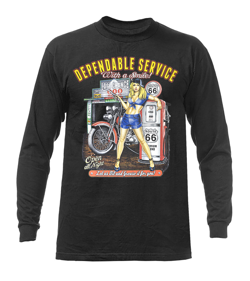 Dependable Service With Smile Route 66 Graphic Long Sleeve.
