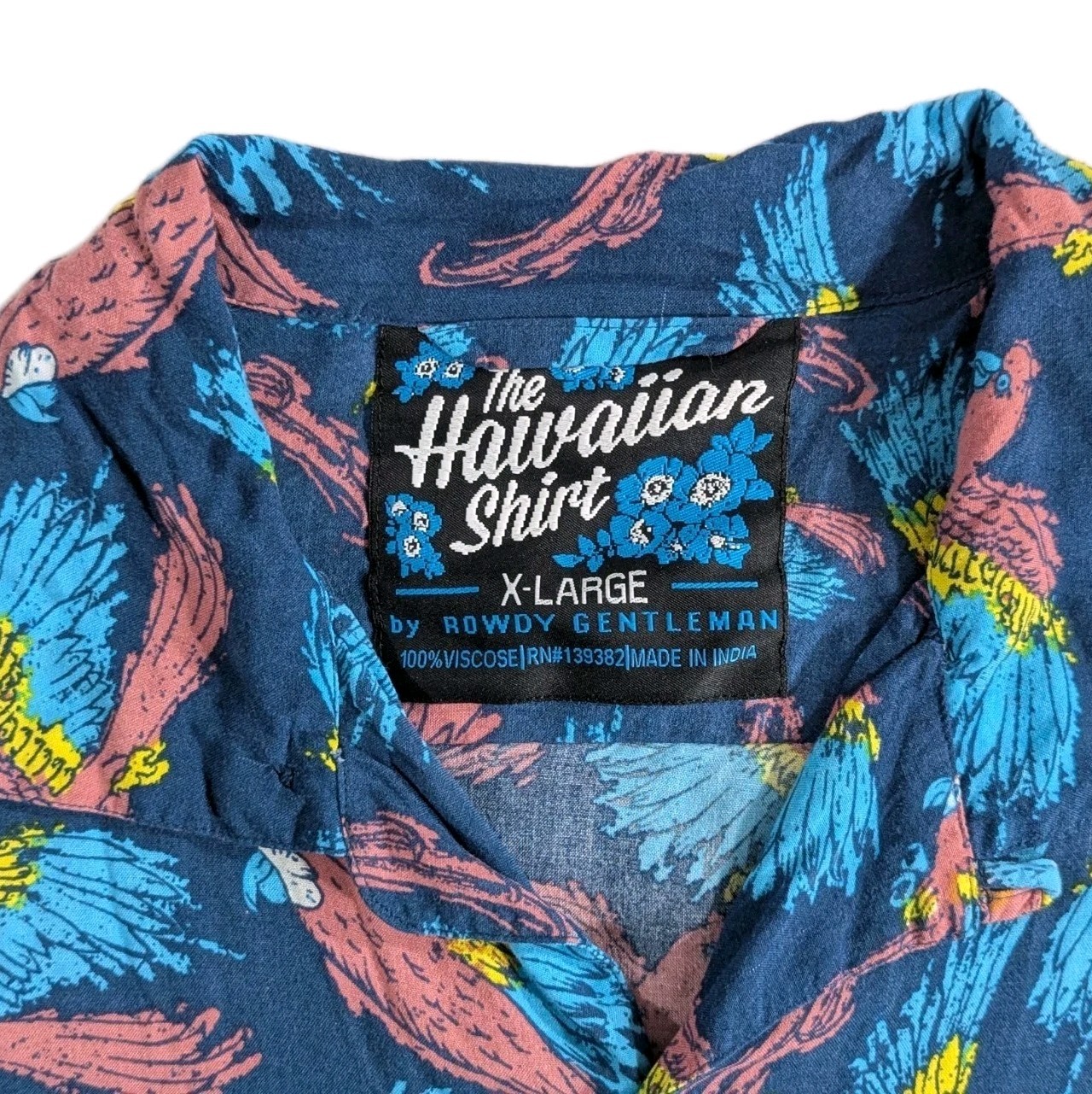 The Hawaiian Shirt By Rowdy Gentlemen Men’s Size XL Parrots AOP 100% Viscose