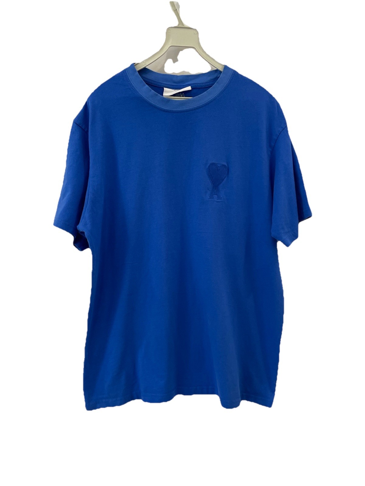 H73#AMI Paris Alexandre Mattiussi Tonal Ami de Coeur Logo T-Shirt Blue Men Large