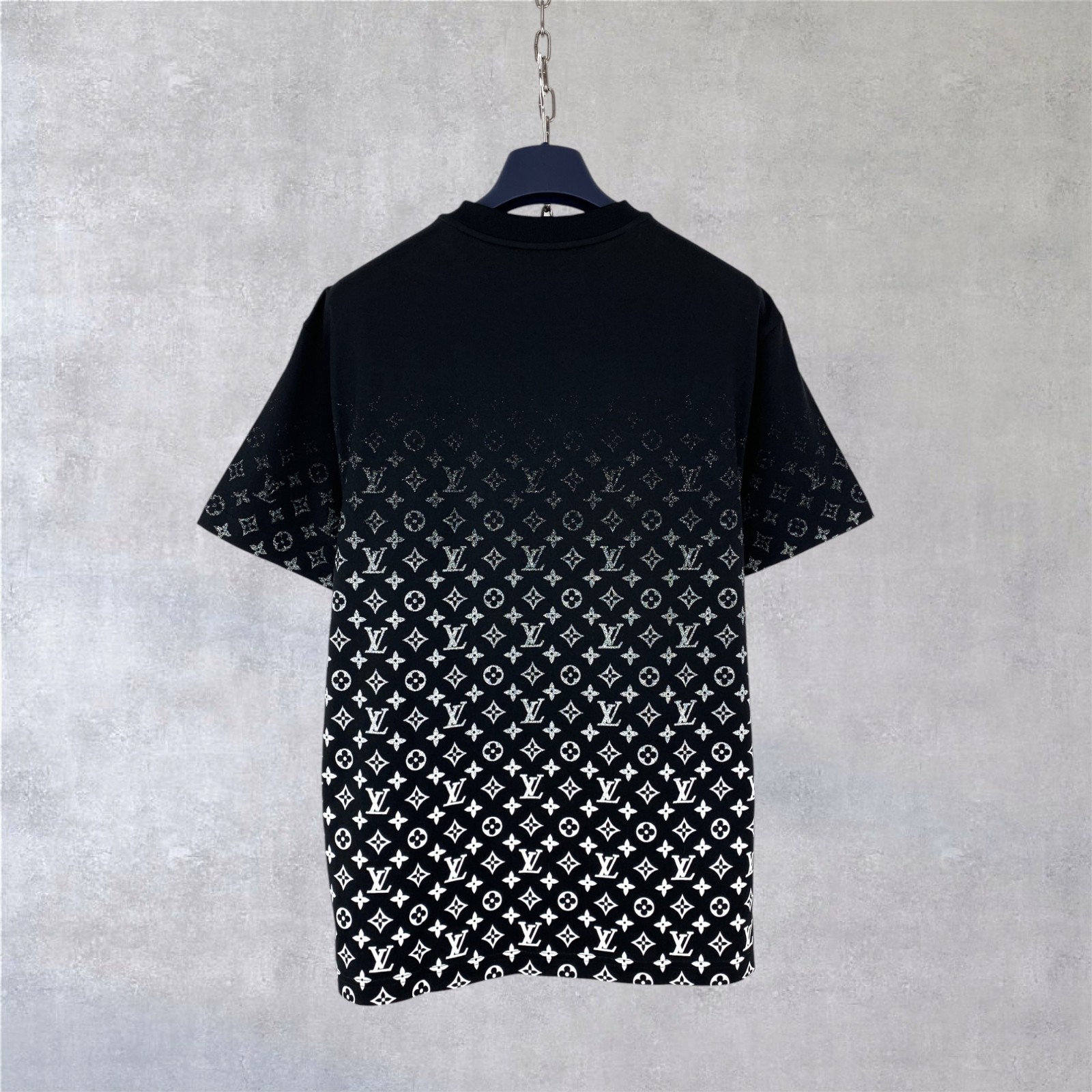 Louis Vuitton LV Monogram Pattern Gradient Cotton Crewneck T-Shirt Black Size L