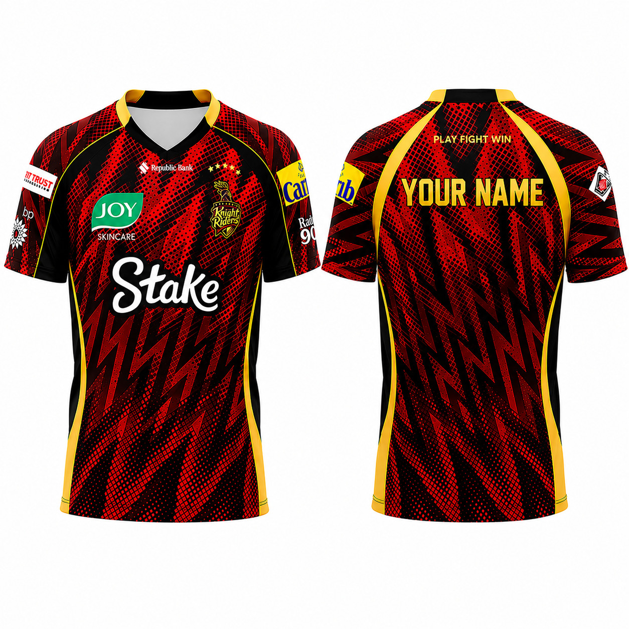 Personalized TKR 2026 Custom Name Cricket Shirt Red Black