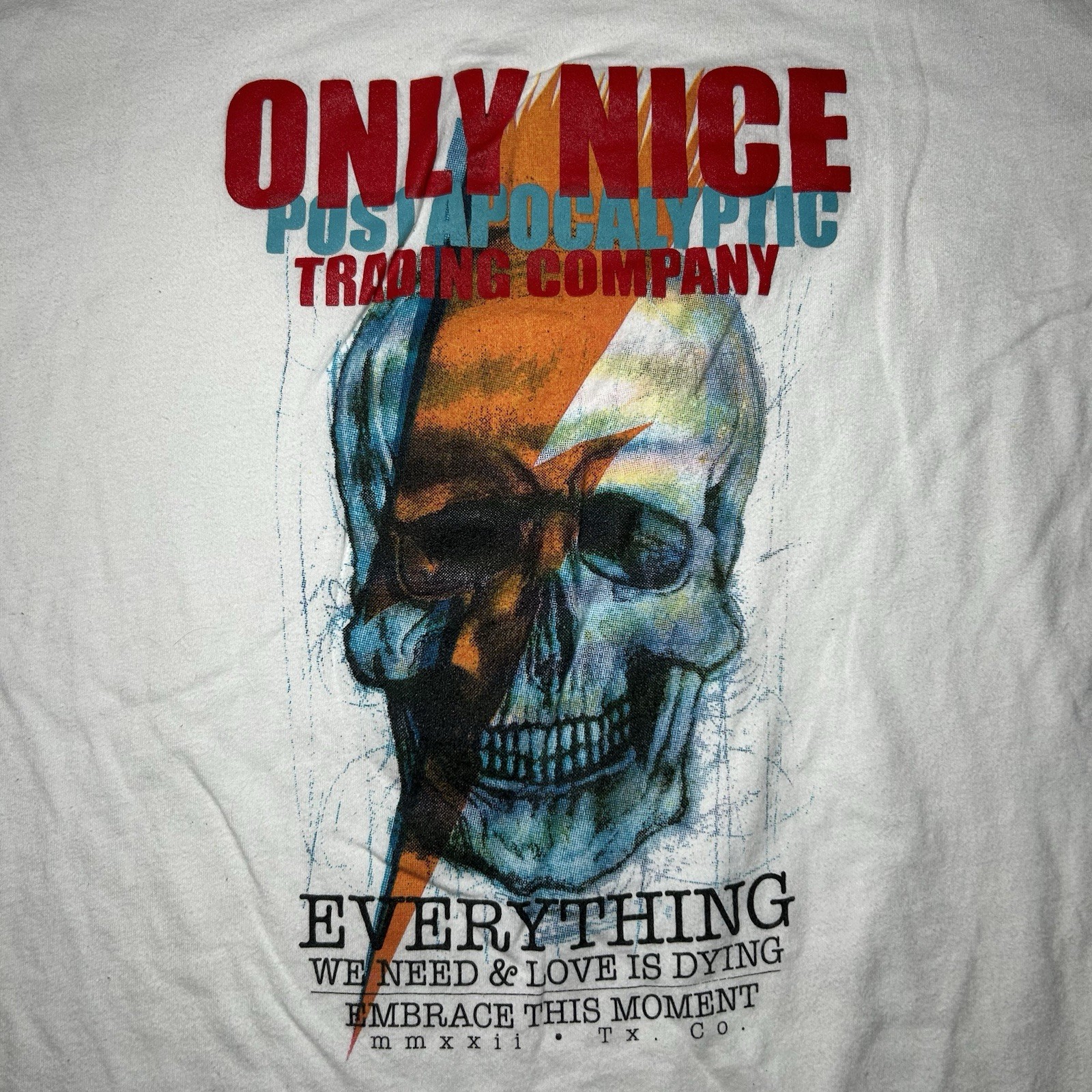 Unknown Concept Only Nice Skull Graphic T Shirt Mens Large White Streetwear