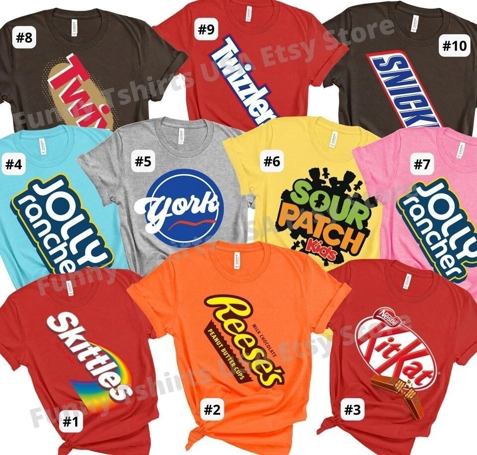Candy Group Halloween Shirts, Matching Costume T-Shirts for Friends, Family Size