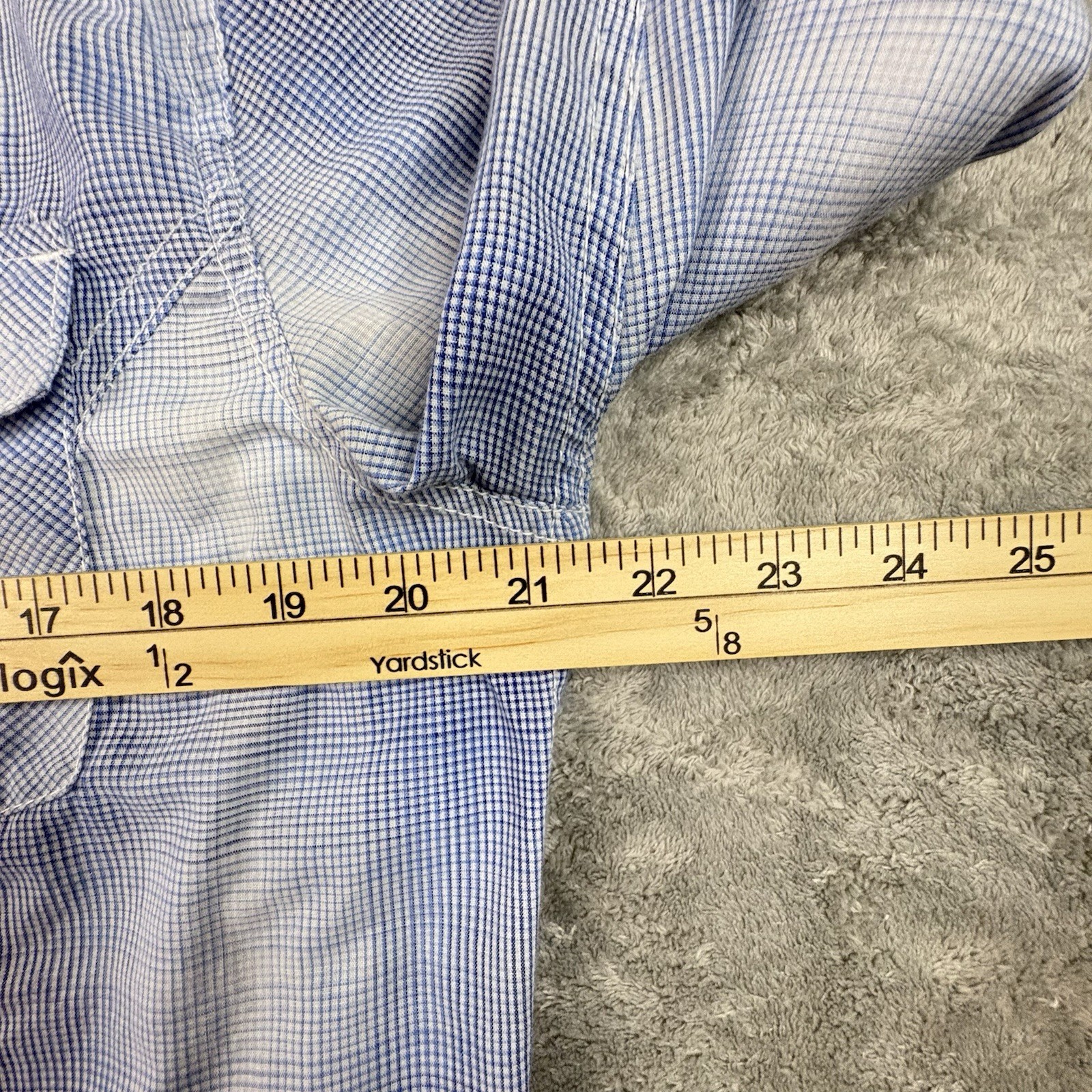 Helix Men’s M Light Blue Gingham LS Button Up Roll Tab Shirt SEE DESCRIPTION
