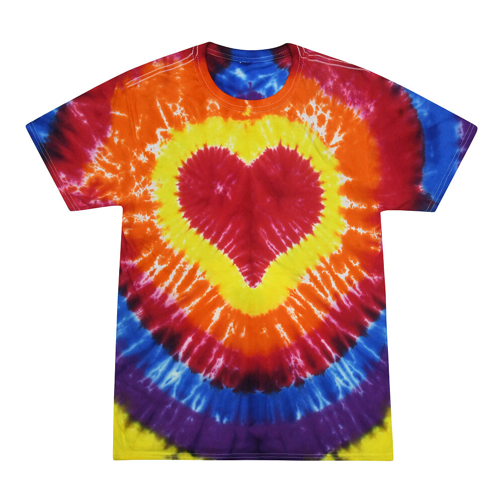 Tie Dye T-Shirts Multicolor Heart Adult & Kids Sizes Colortone