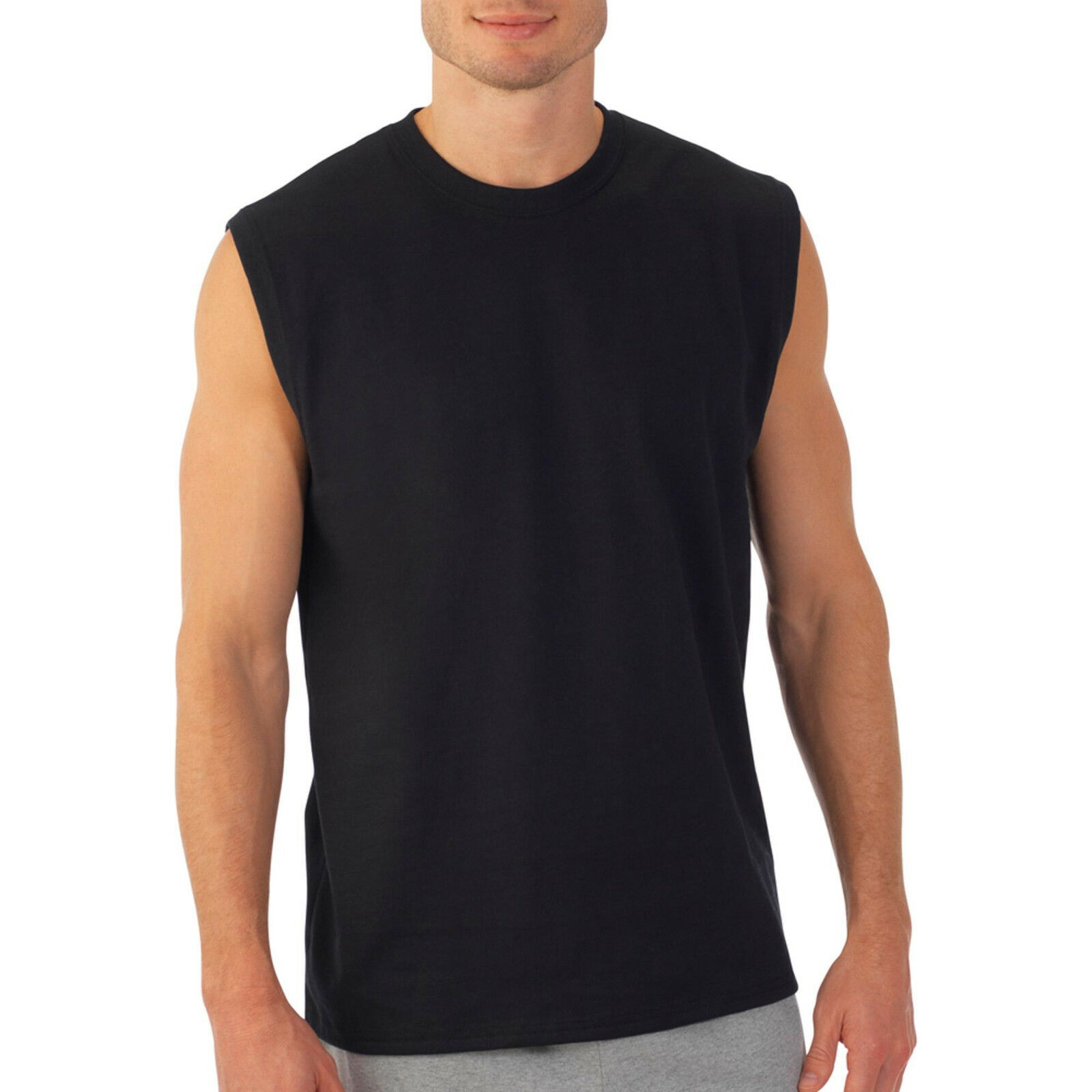 Men’s Sleeveless T-Shirt Cotton Muscle Tank Top Solid Blank Workout Summer Gym