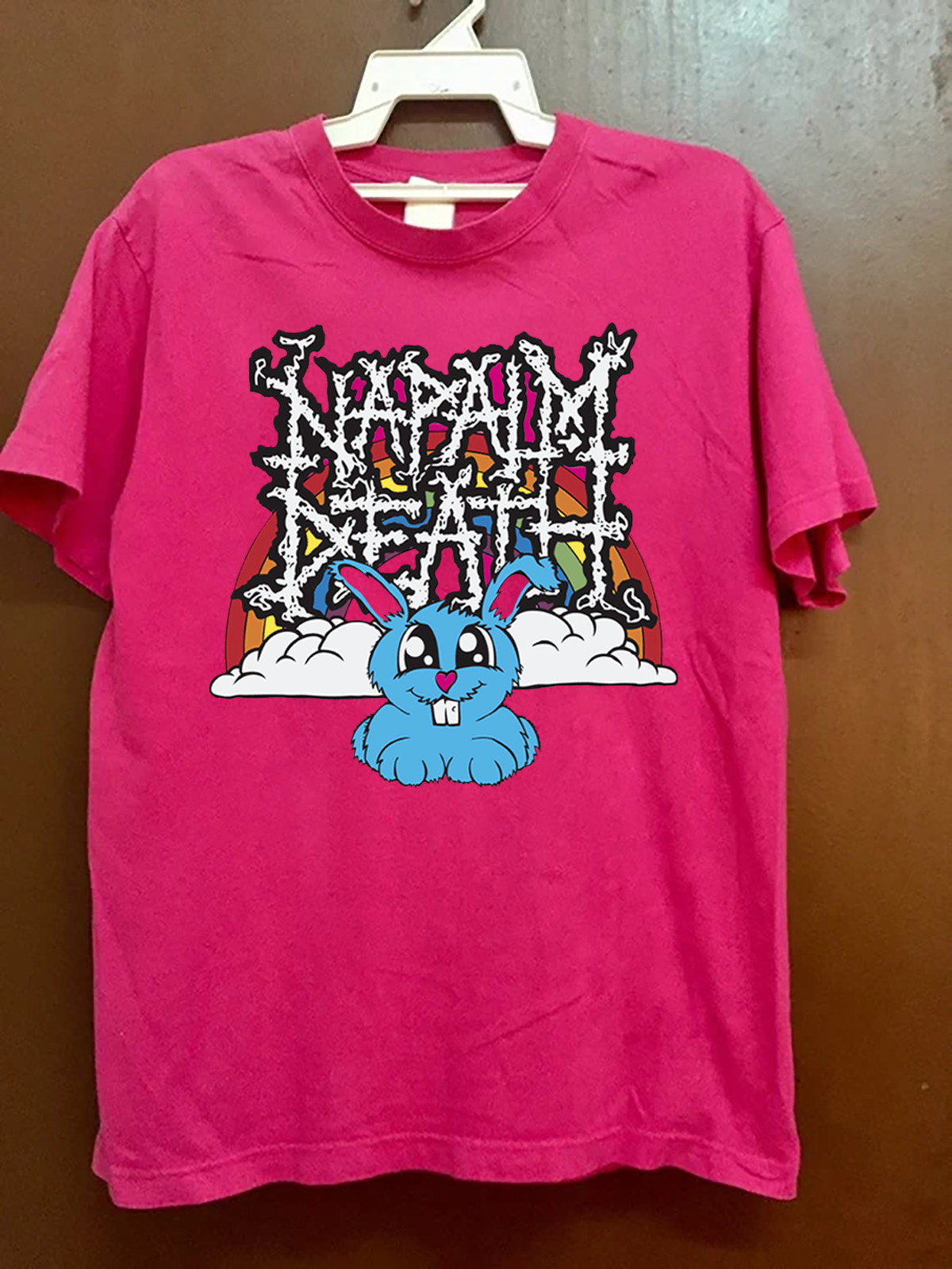 Rare Napalm Death Rainbow Short Sleeve Pink All Size Shirt BB104