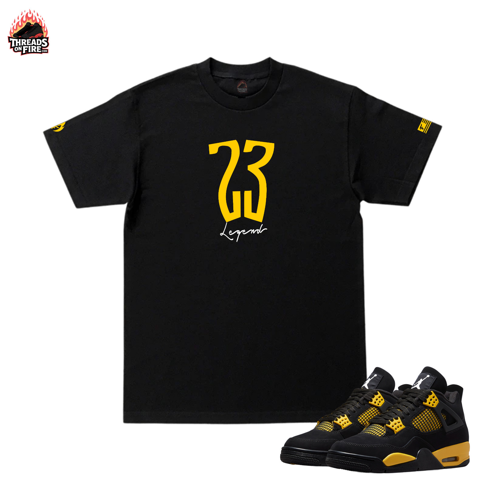Black T-Shirt Streetwear Sneakerhead Men Tees Sneaker Match Air Jordan 4 Thunder