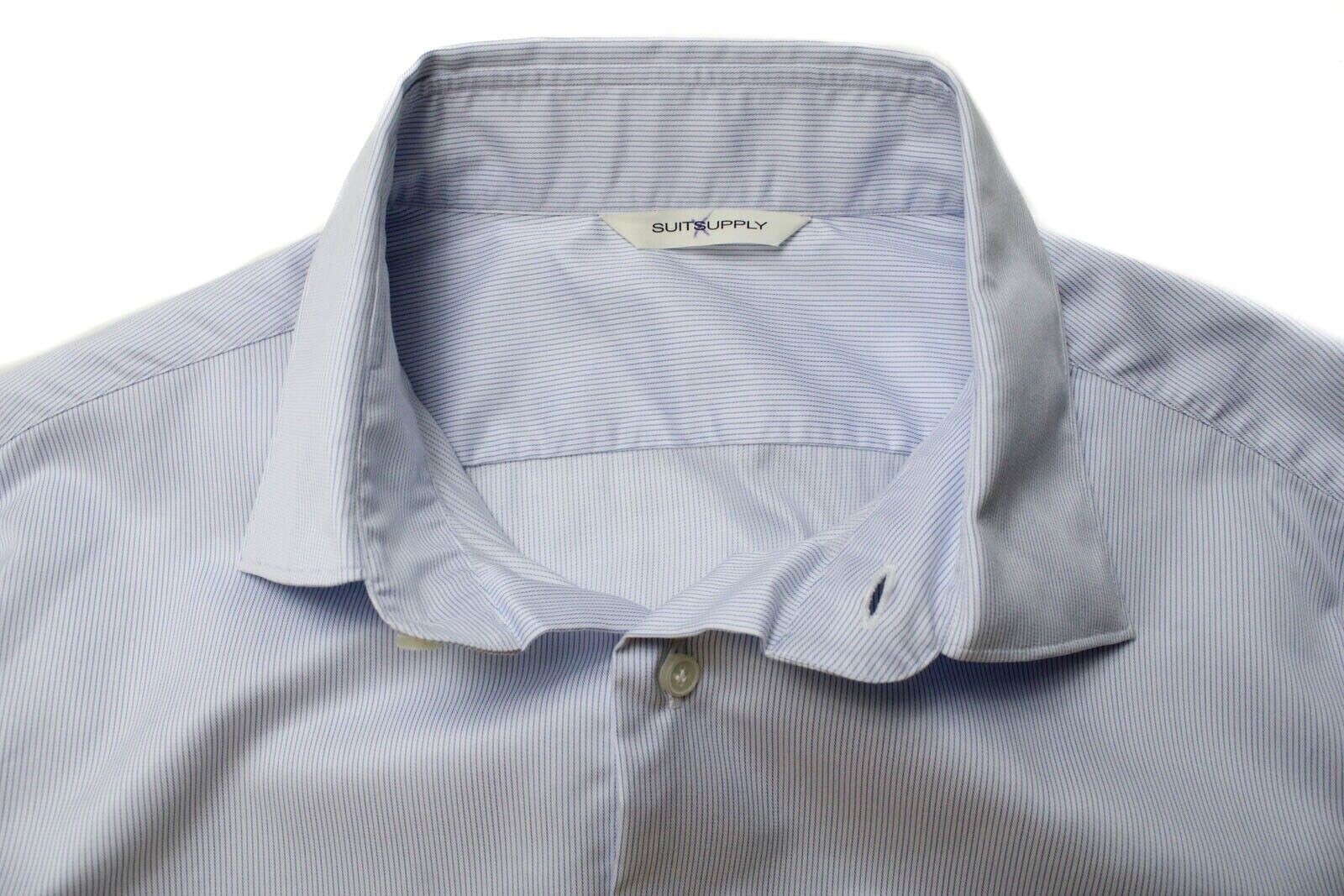 SUITSUPPLY Slim Fit Formal Shirt Men’s XL Button Up Pinstripe Spread Neck