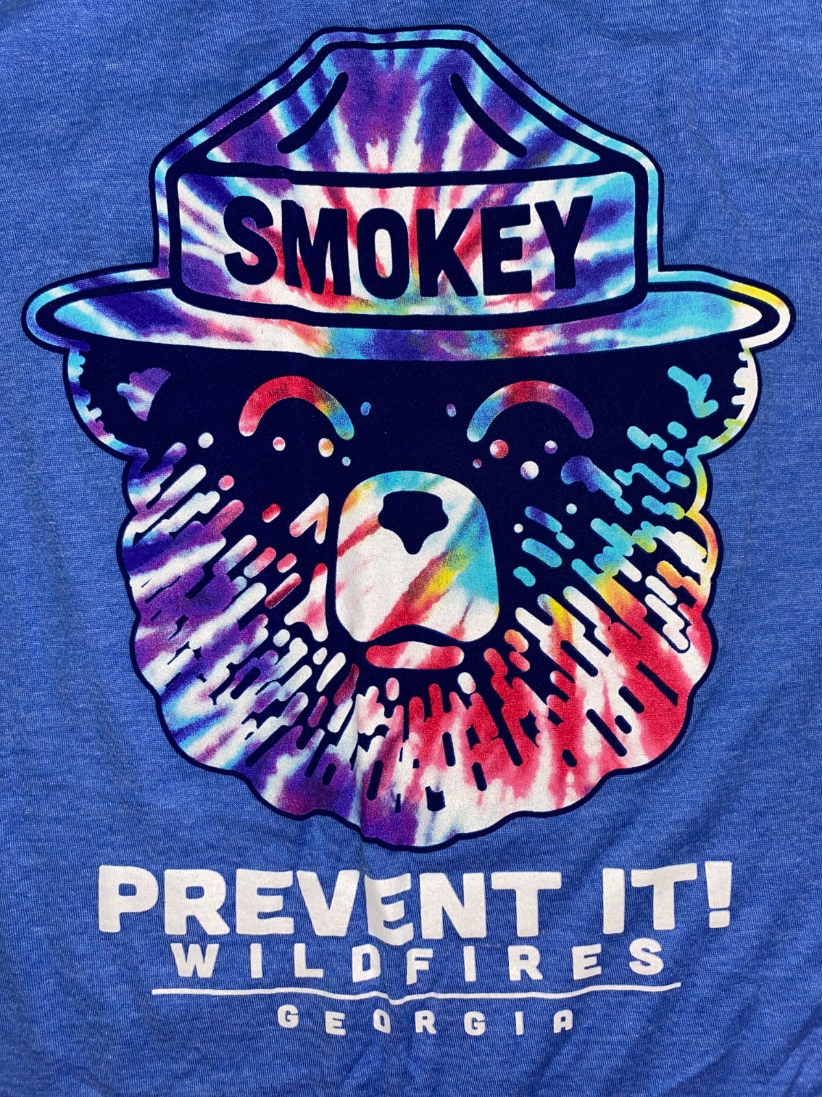 Smokey Bear T-Shirt Adult LARGE Psychedelic Prevent IT! Wildfires Georgia NWT