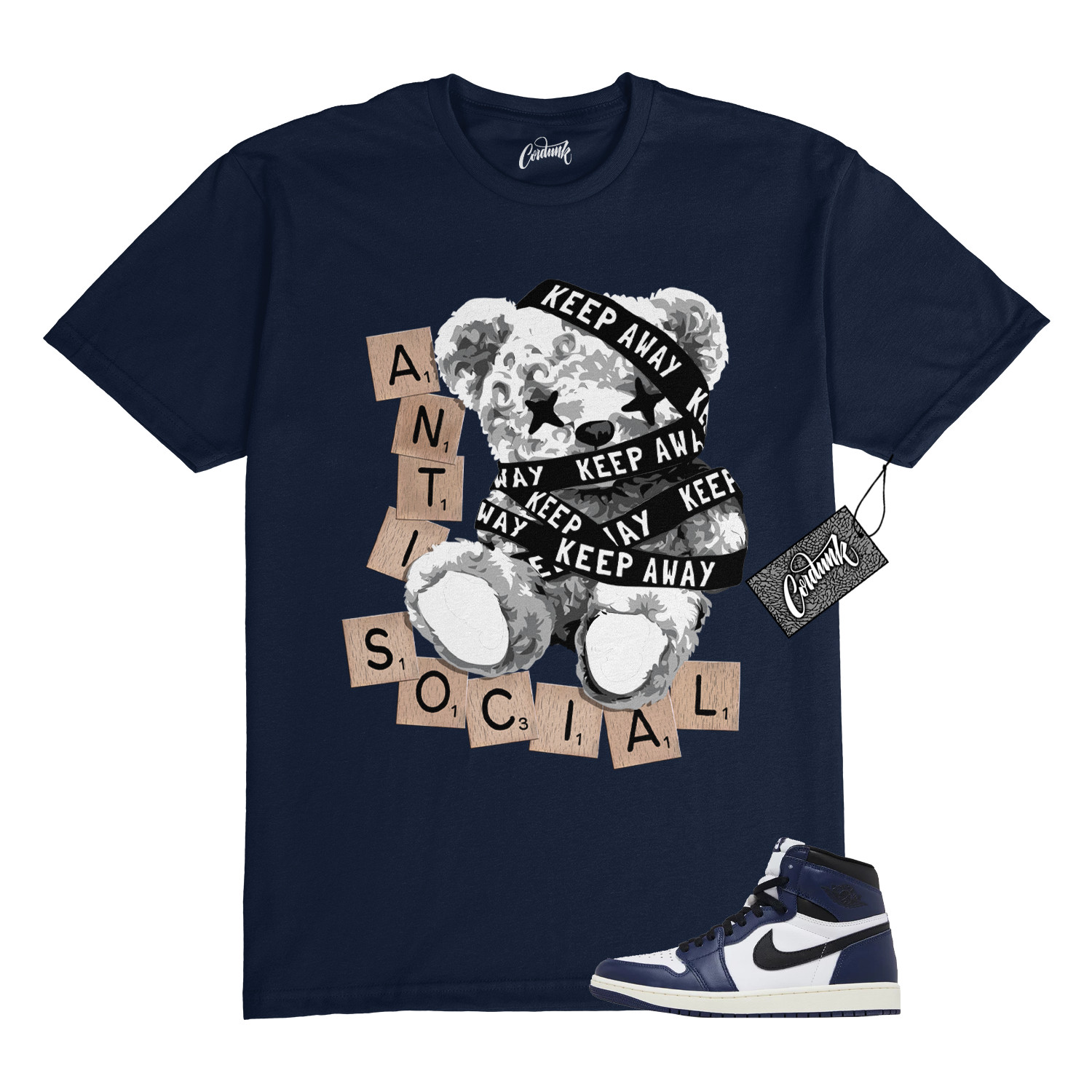 1 Midnight Navy Black White Sail Retro High OG T Shirt to Match ANTI Jordan
