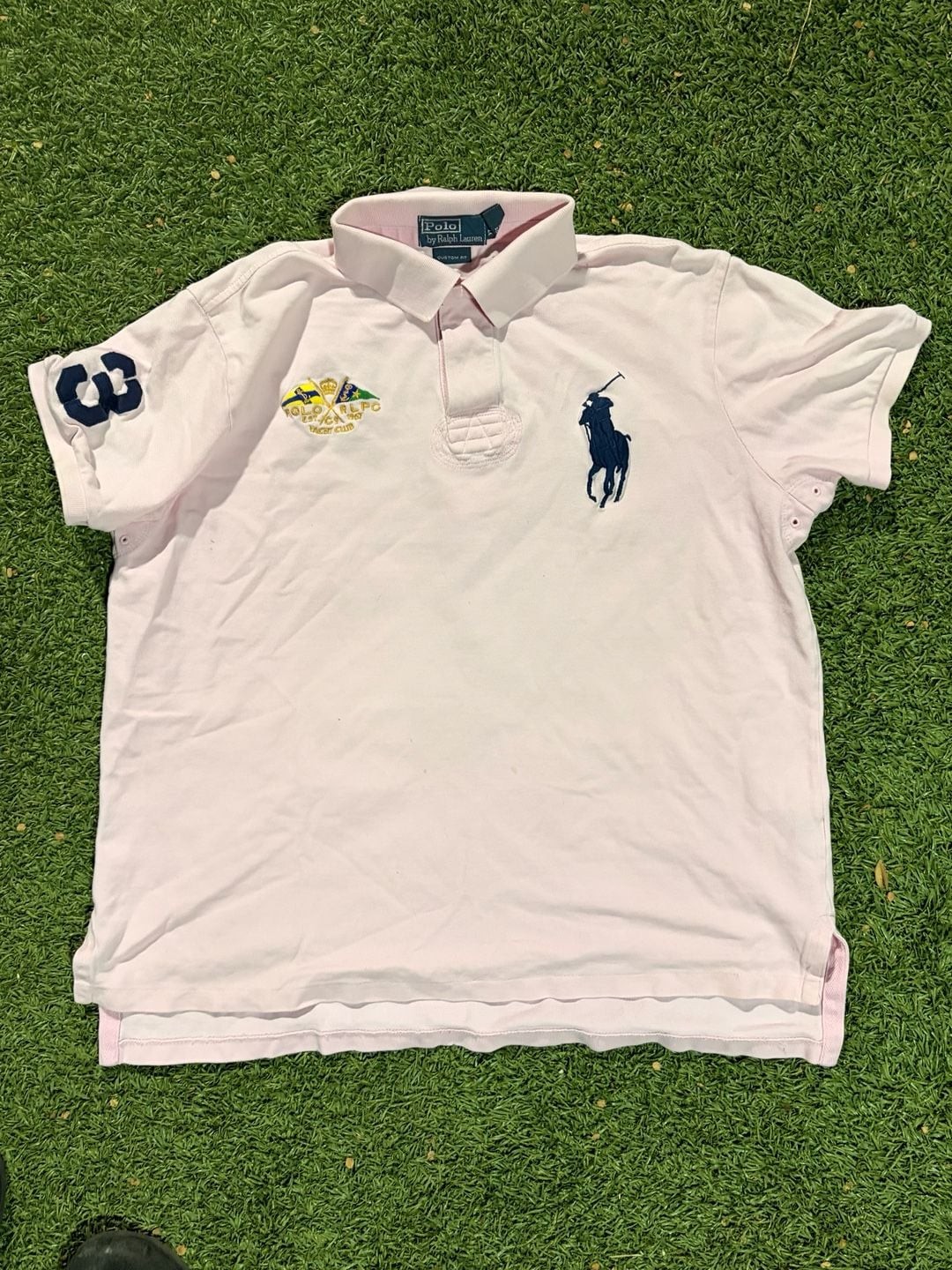 Polo Ralph Lauren Yacht Club Custom Fit Polo Shirt with Big Pony Logo and Number